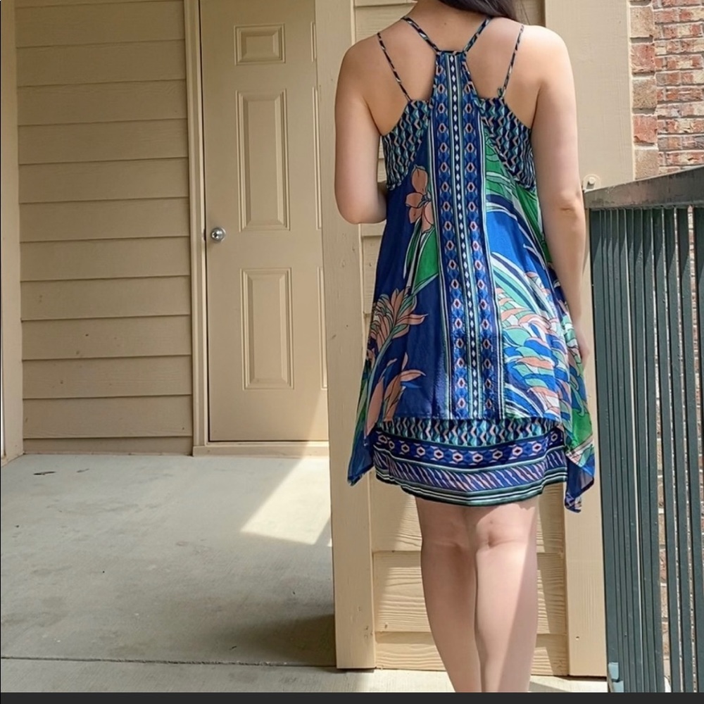 Anthropologie Maeve Laurel Silk Dress S blue green unique - Picture 3 of 9